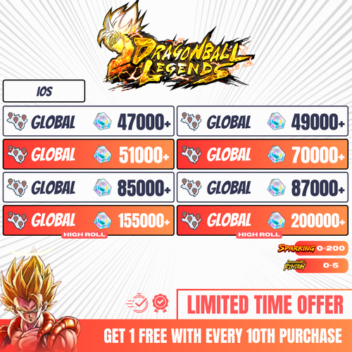 Dragon Ball Legends global account with top-tier characters and fast delivery