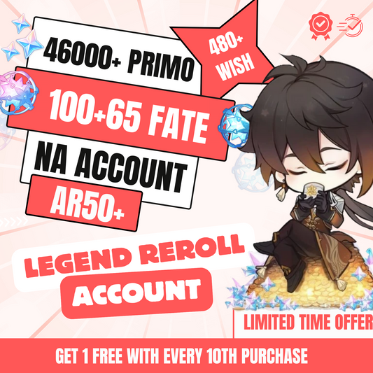 Genshin Impact Legend Reroll Account with 46K Primogems, AR50+, NA Server