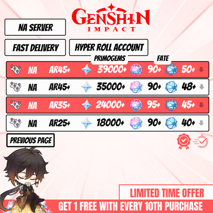 Genshin Impact Reroll Accounts – NA Server | 18K to 51K Primogems