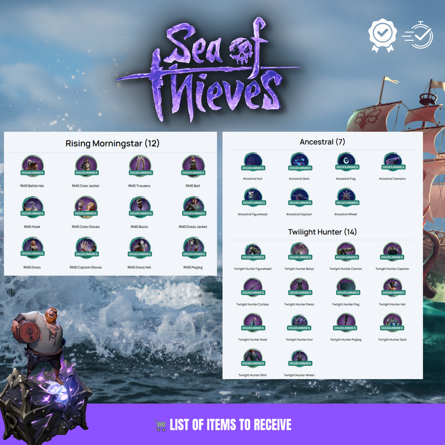 Highlighting exclusive emotes and animated rewards included in our Sea of Thieves bundle, perfect for expressing your pirate style.