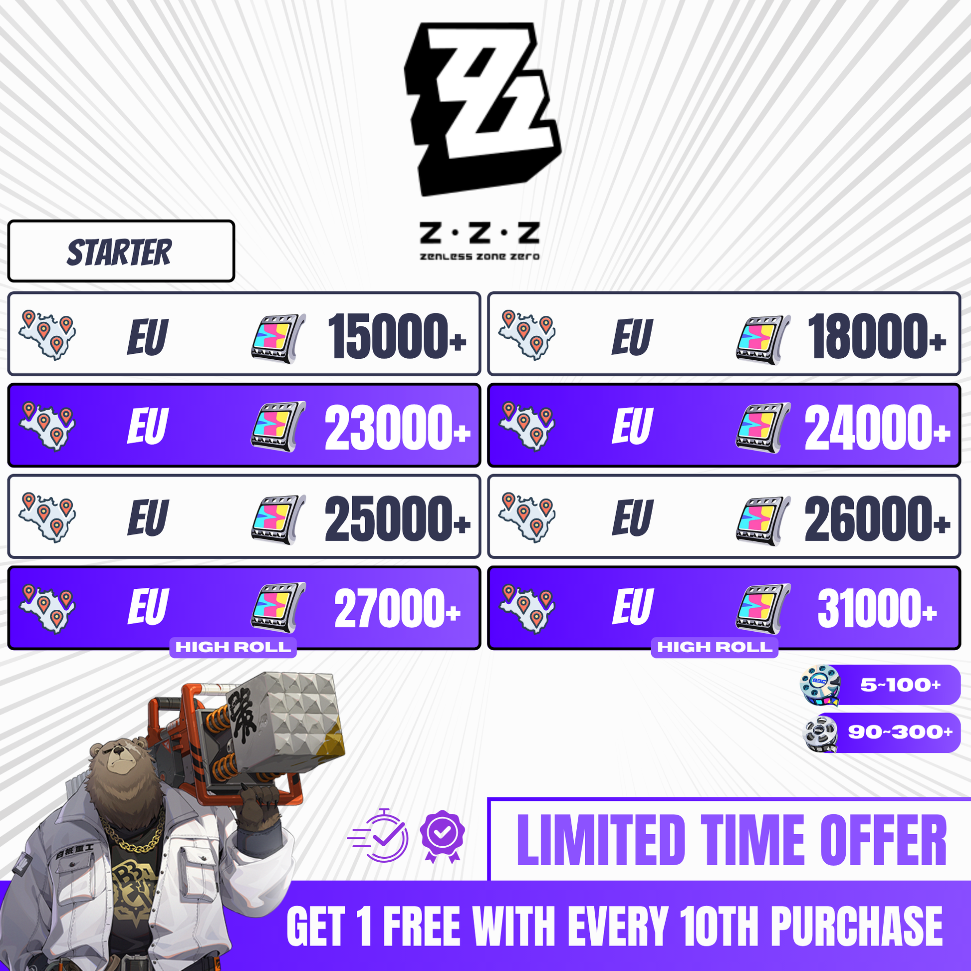Gambareshop ZZZ EU reroll account with instant delivery